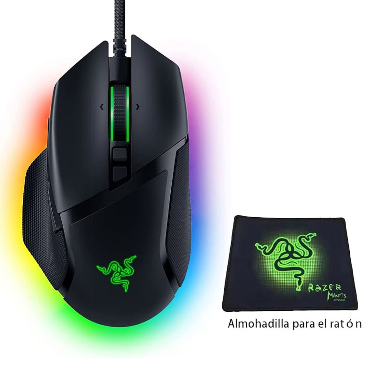 RAZER - Mouse Gamer Razer Basilisk V3 Negro 26000DPI RGB y Mousepad