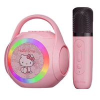 HalloKitty 3 IN 1 LED charging BT karaoke speaker y 1 microphones-Rosa