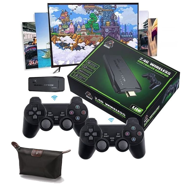 BRO TOUMI Consola de videojuegos 64GB 20000 Juegos+Controles Y Estuche