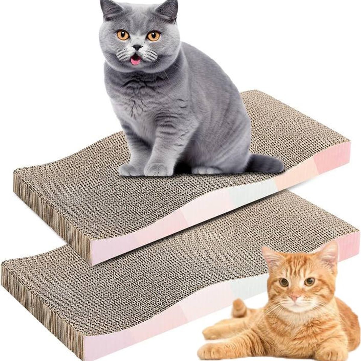 EVERSO - Pack 2 Rascador Cartón Corrugado Rectángulo Gato Rascadores