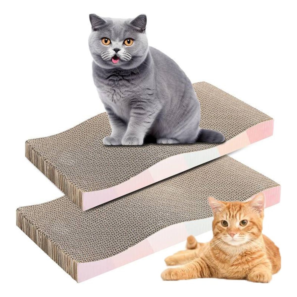 EVERSO - Pack 2 Rascador Cartón Corrugado Rectángulo Gato Rascadores