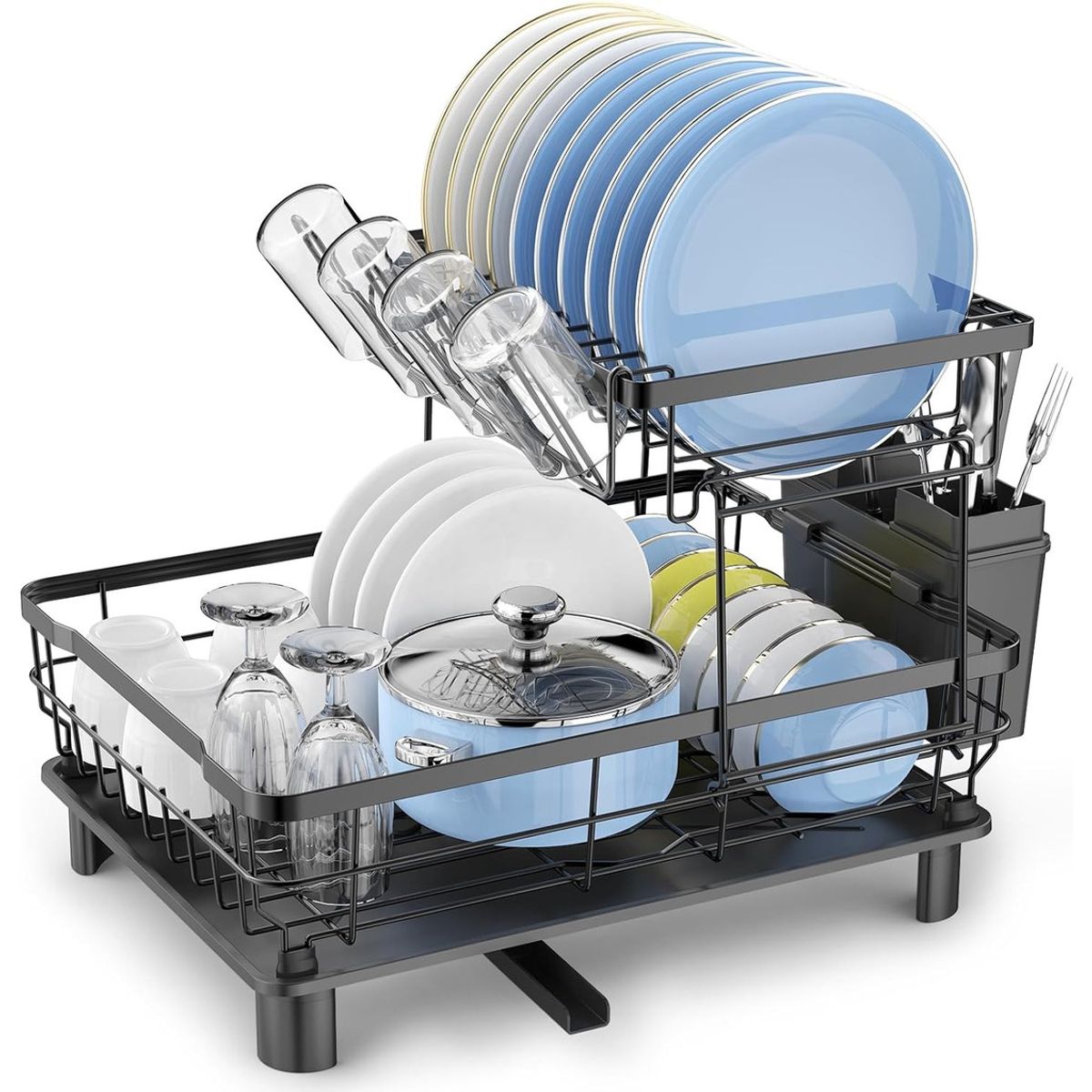 EVERSO - Escurridor Secador Platos 2 Niveles Organizador Rack Cocina