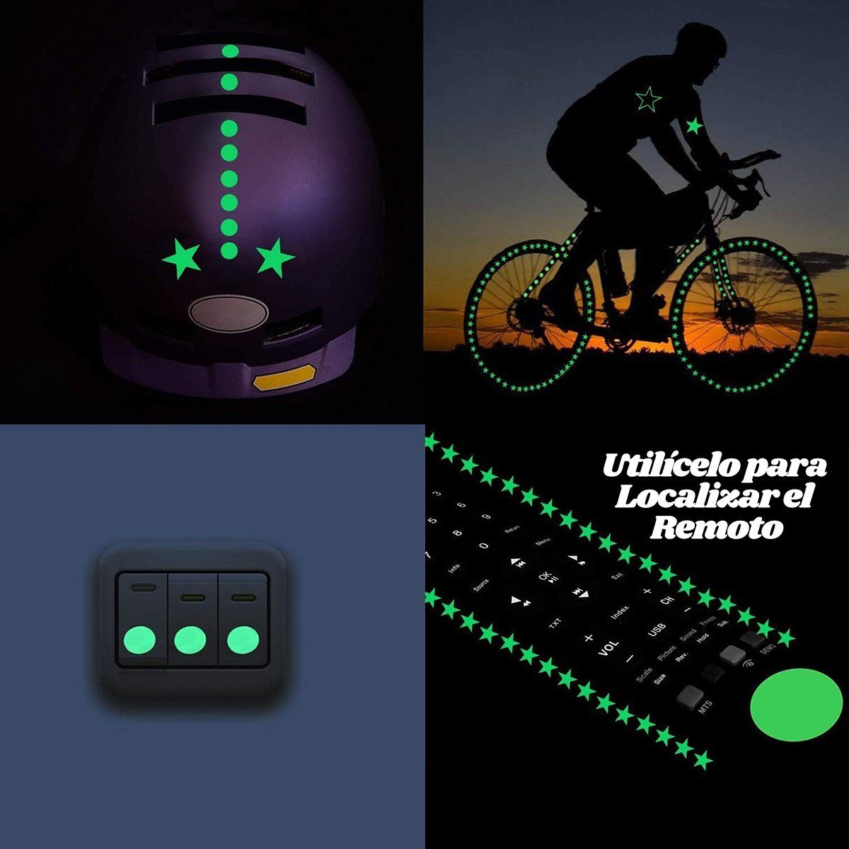 GENERICO - Adhesivos Fluorescentes De Estrellas Y Lunas Brillant-Verde