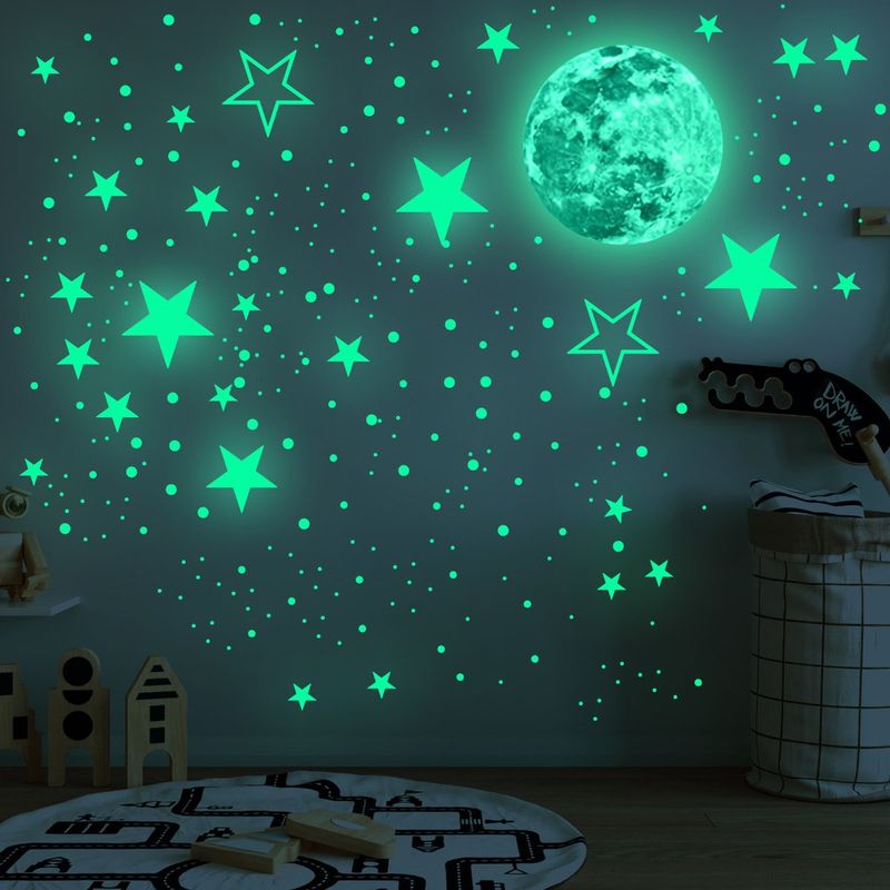GENERICO - Adhesivos Fluorescentes De Estrellas Y Lunas Brillant-Verde