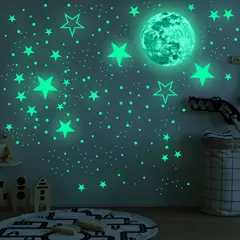 GENERICO - Adhesivos Fluorescentes De Estrellas Y Lunas Brillant-Verde