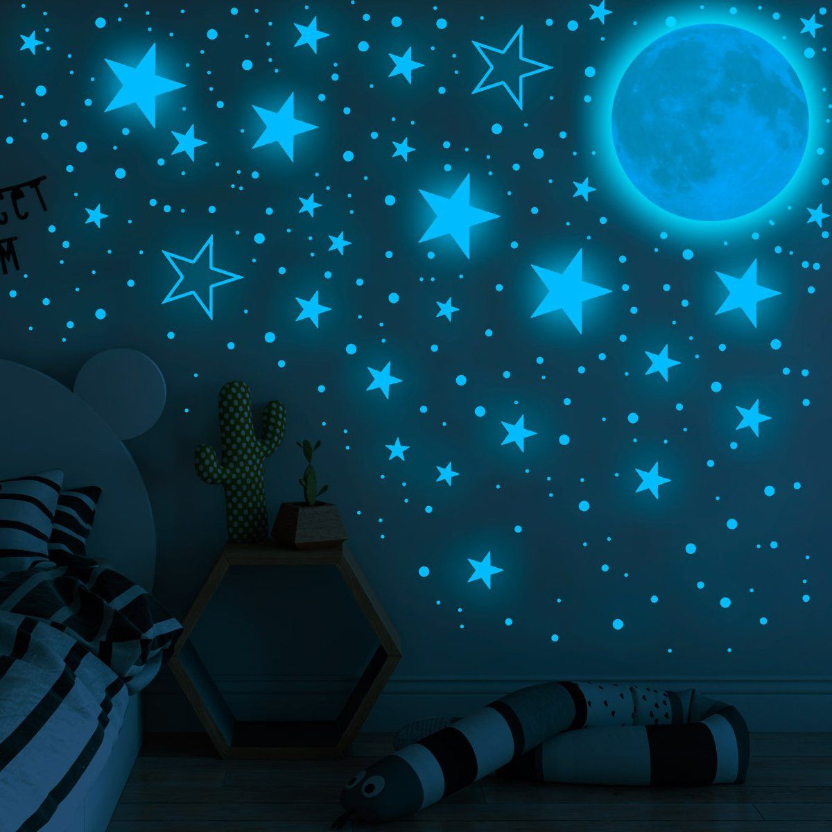 Adhesivos Fluorescentes De Estrellas Y Lunas Brillant-Azul, marca GENERICO - Foto Principal