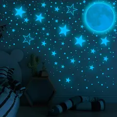 GENERICO - Adhesivos Fluorescentes De Estrellas Y Lunas Brillant-Azul