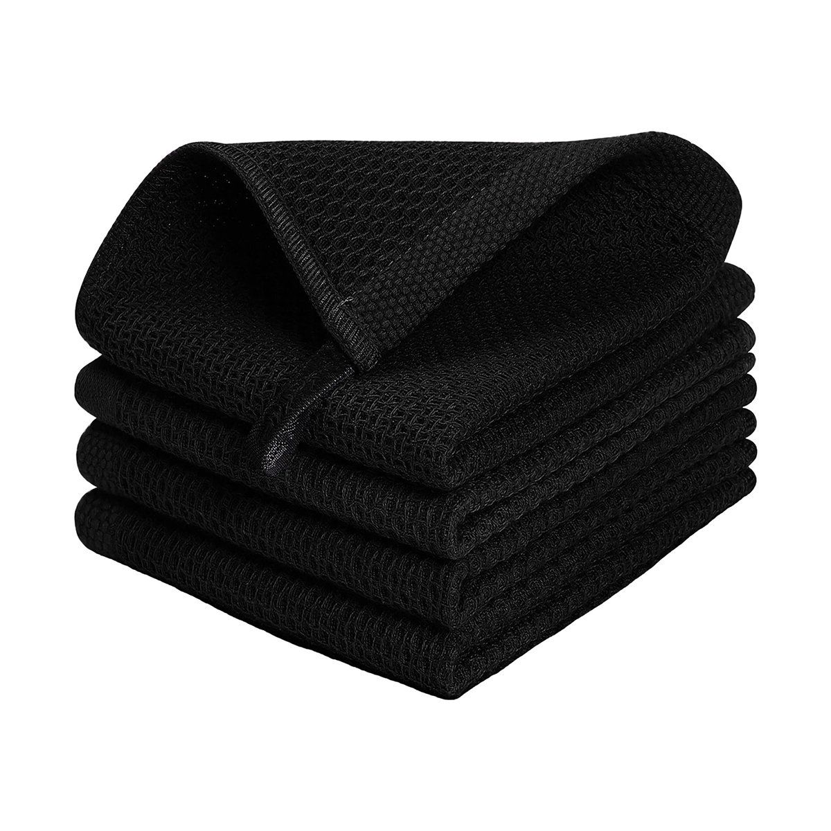 GENERICO - 4 Toallas De Cocina De Algodón 30x30cm Para Limpiar-Negro
