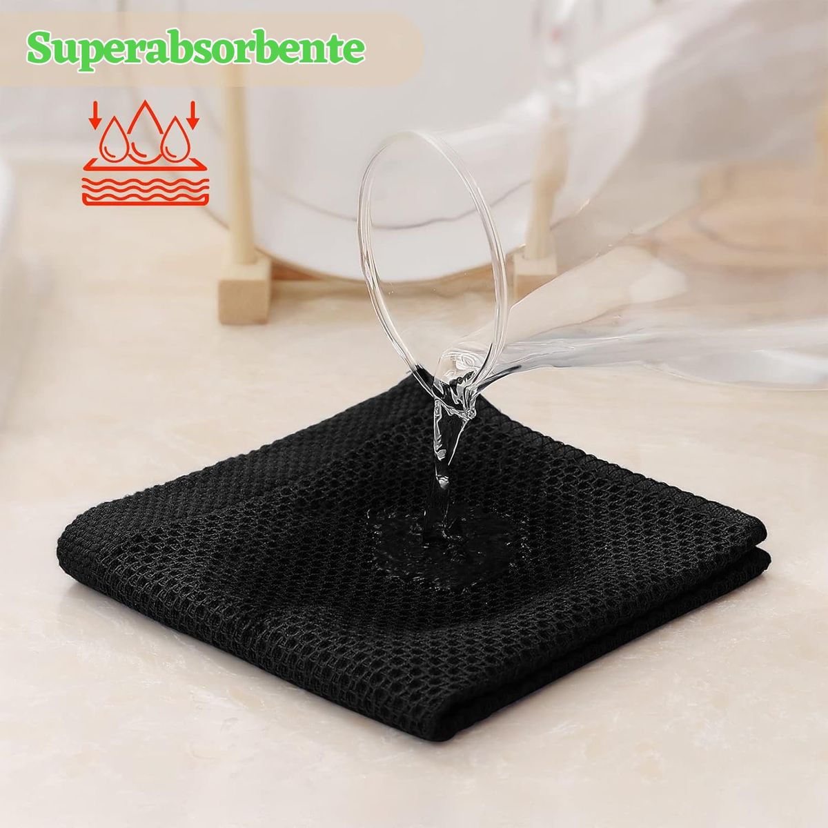 GENERICO - 4 Toallas De Cocina De Algodón 30x30cm Para Limpiar-Negro