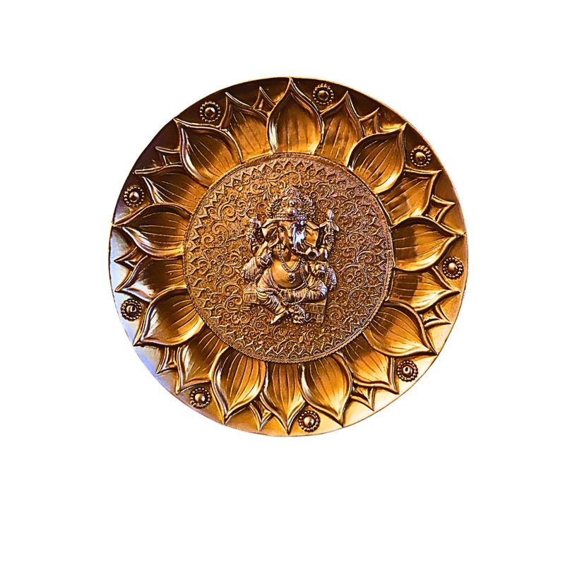 GENERICO - Placa Decorativa Ganesha Dorada - Flor De Loto
