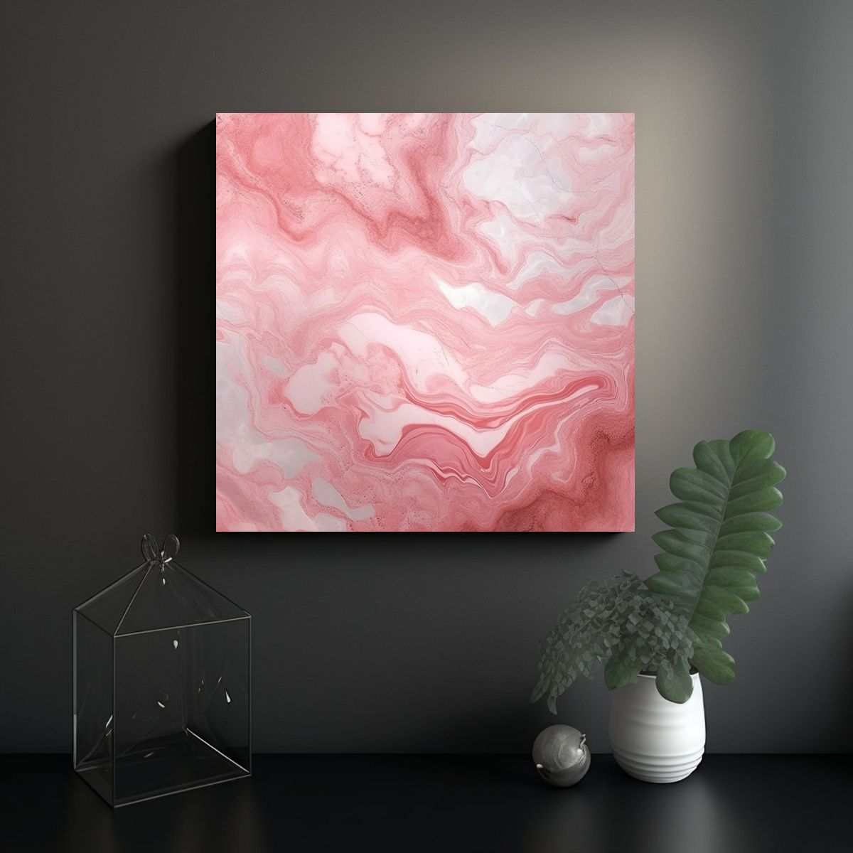 GENERICO - Pintura Acuarela Mármol Rosa Realista Para 60x60 Cm