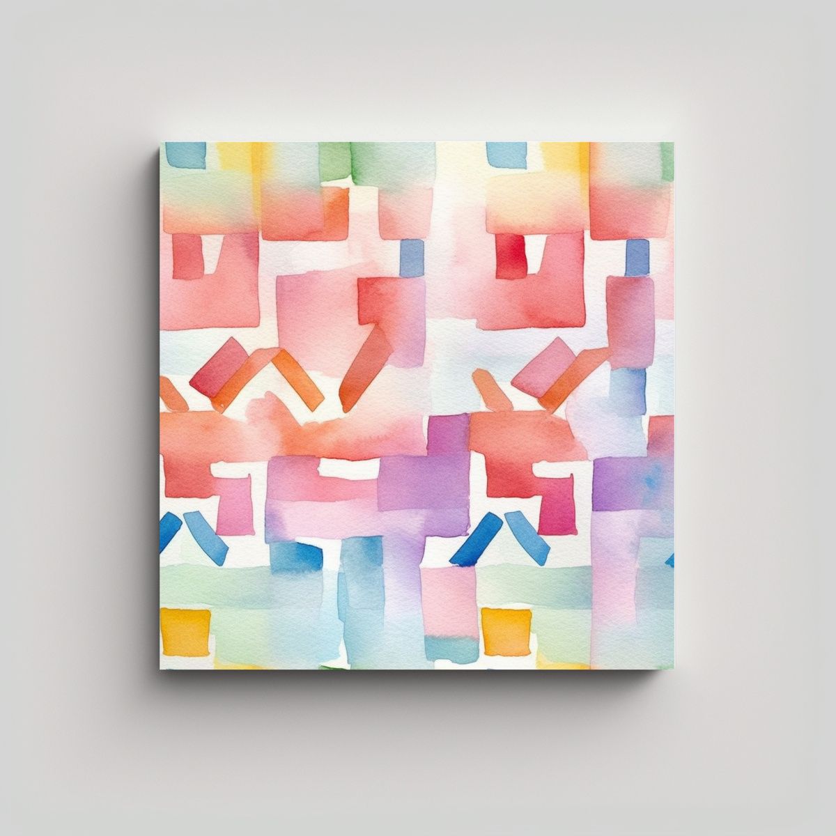 GENERICO - Cuadro Perspectiva Patrones Acuarela Colores 90x90 Cm