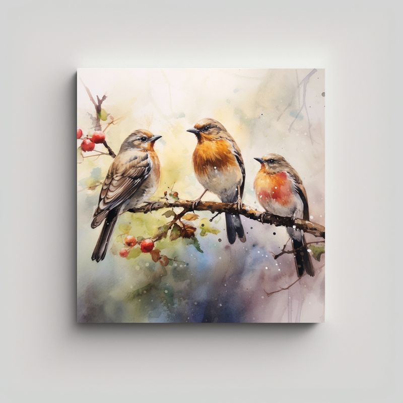 GENERICO - Pintura Acuarela De Pájaros Para Decorar Con 50x50 Cm