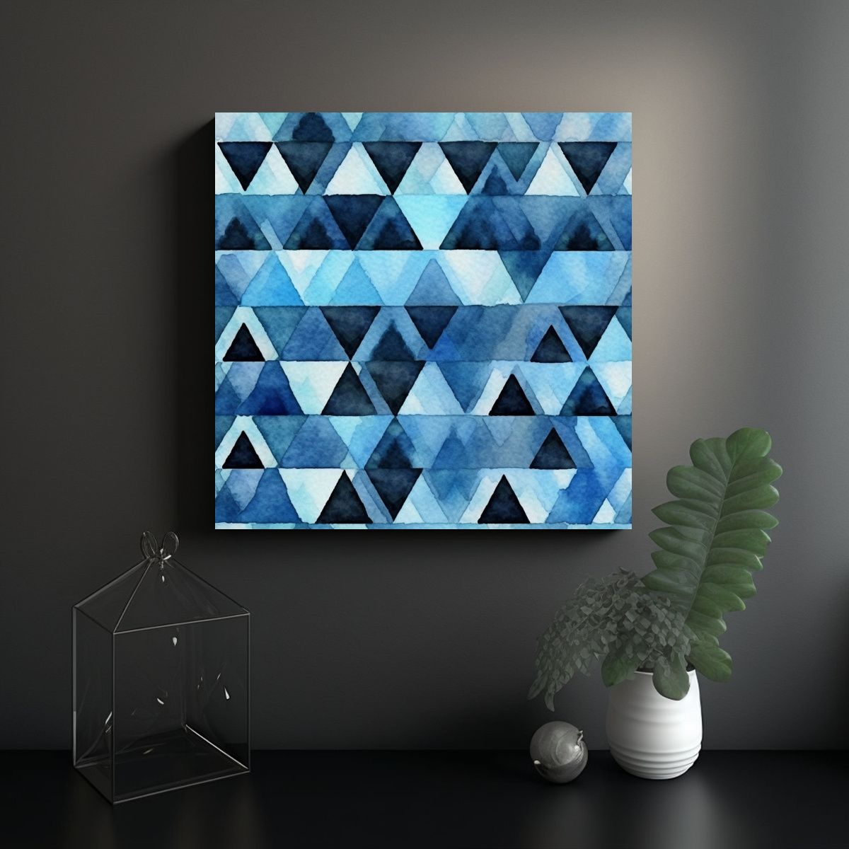 GENERICO - Cuadro Decorativo Con Pequeños Cuadrados Azules 60x60 Cm