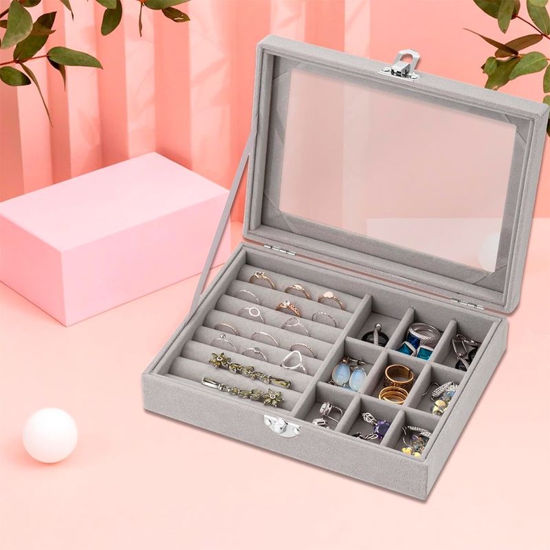 GENERICO - Caja Organizador De joyería Portátil Gris
