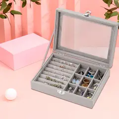 GENERICO - Caja Organizador De joyería Portátil Gris