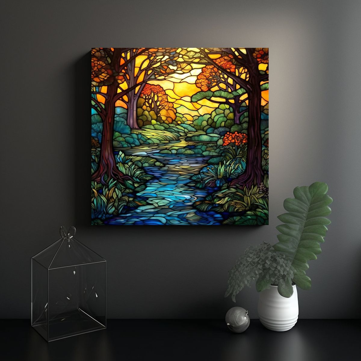 GENERICO - Pinturas Decorativas Vintage Con Vidrieras 80x80 Cm