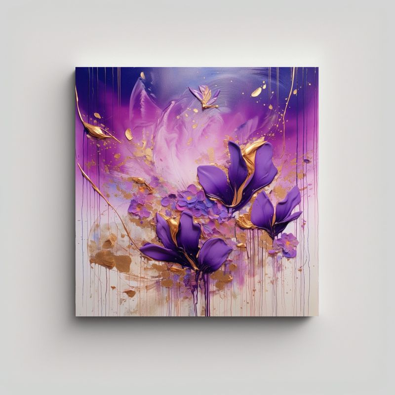 GENERICO - Pintura Inspiradora Armonía Púrpura Y Dorada 90x90 Cm