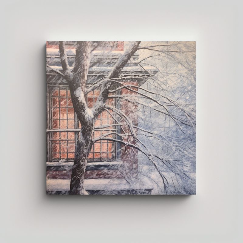 GENERICO - Cuadro Composición Equilibrio Árbol Hojas 80x80 Cm