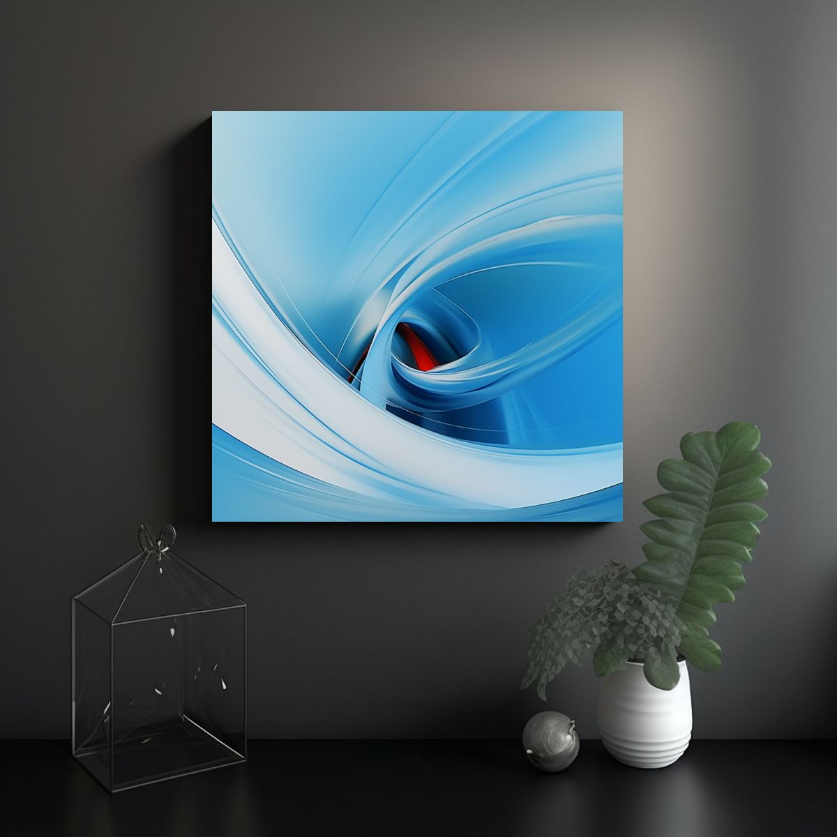 GENERICO - Pintura Decorativa Abstracta Lienzo Relieve Azul 50x50 Cm