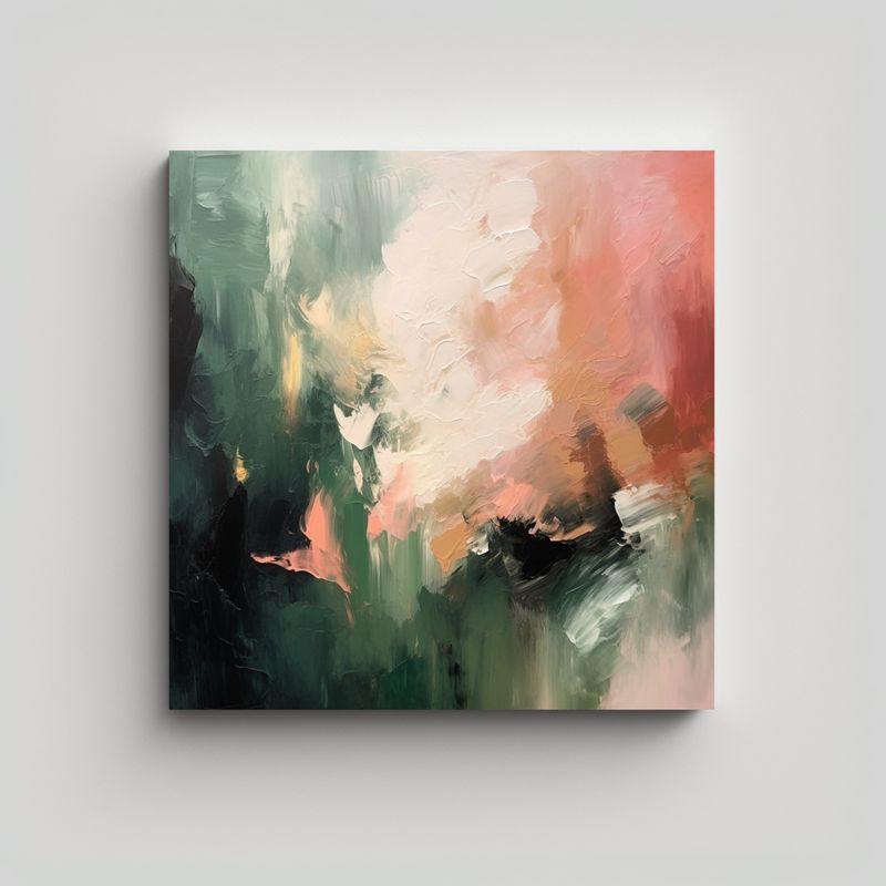 GENERICO - Cuadro Enigmático Mezcla De Verde Oscuro Rosa 80x80 Cm