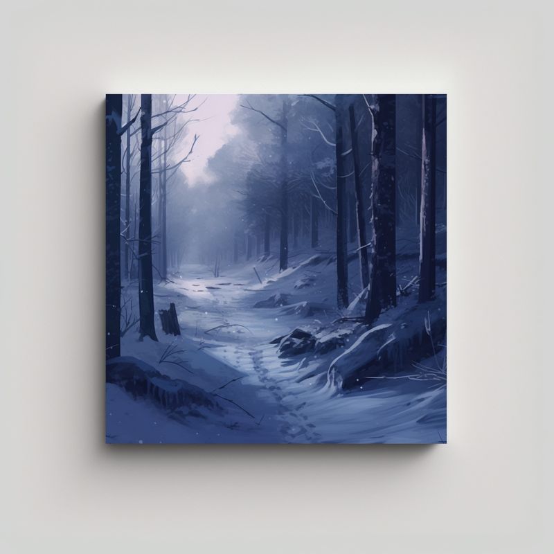 GENERICO - Lienzo Bosque Nevado Creatividad Líneas Finas 70x70 Cm