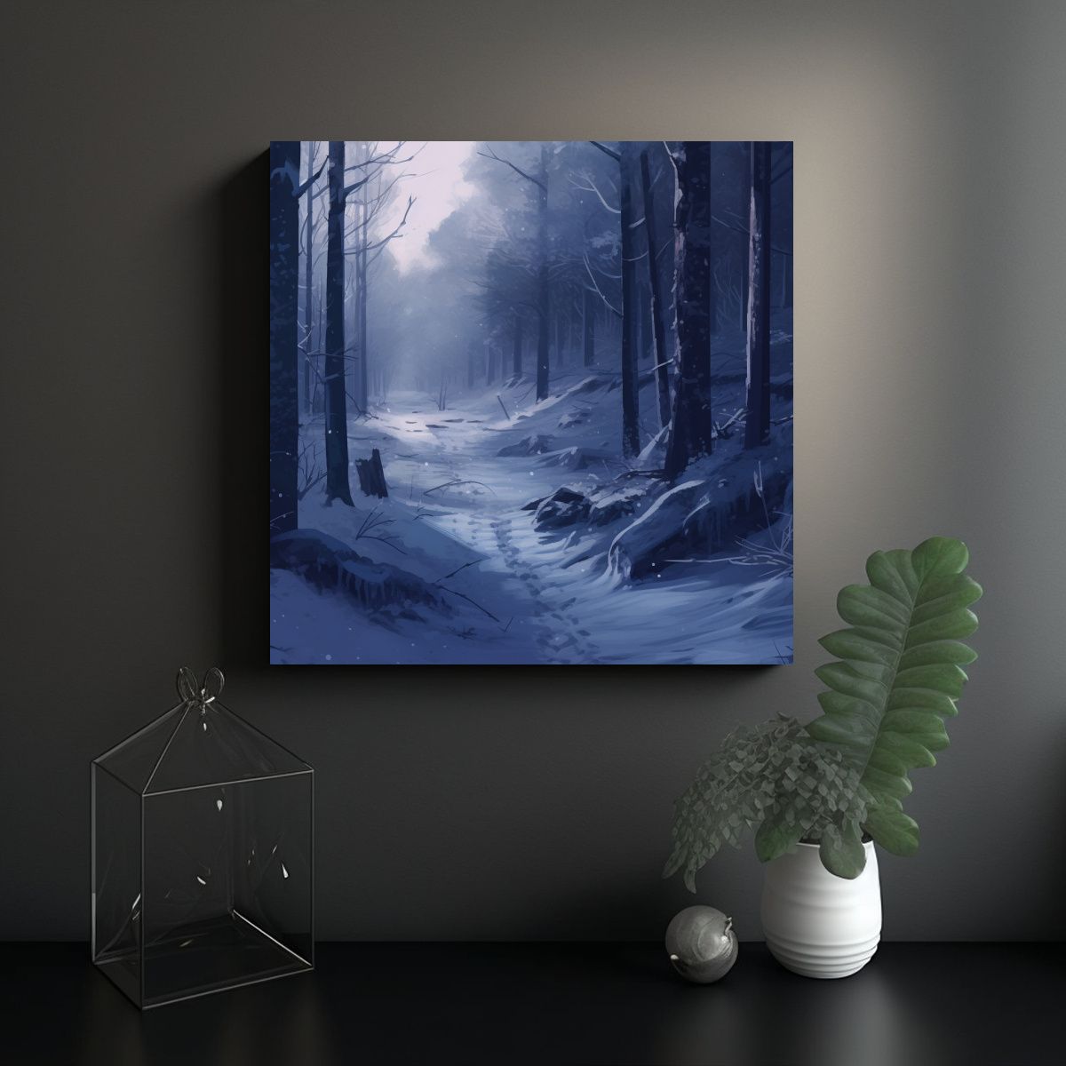 GENERICO - Lienzo Bosque Nevado Creatividad Líneas Finas 70x70 Cm