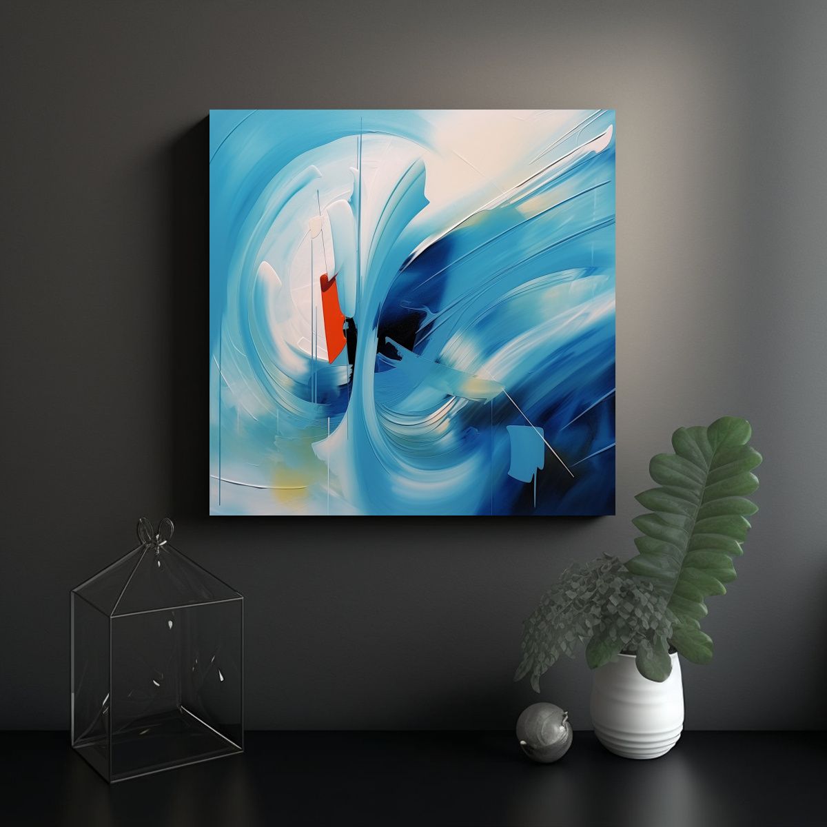 GENERICO - Cuadro Abstracto Relieve Azul Cielo 70x70 Cm
