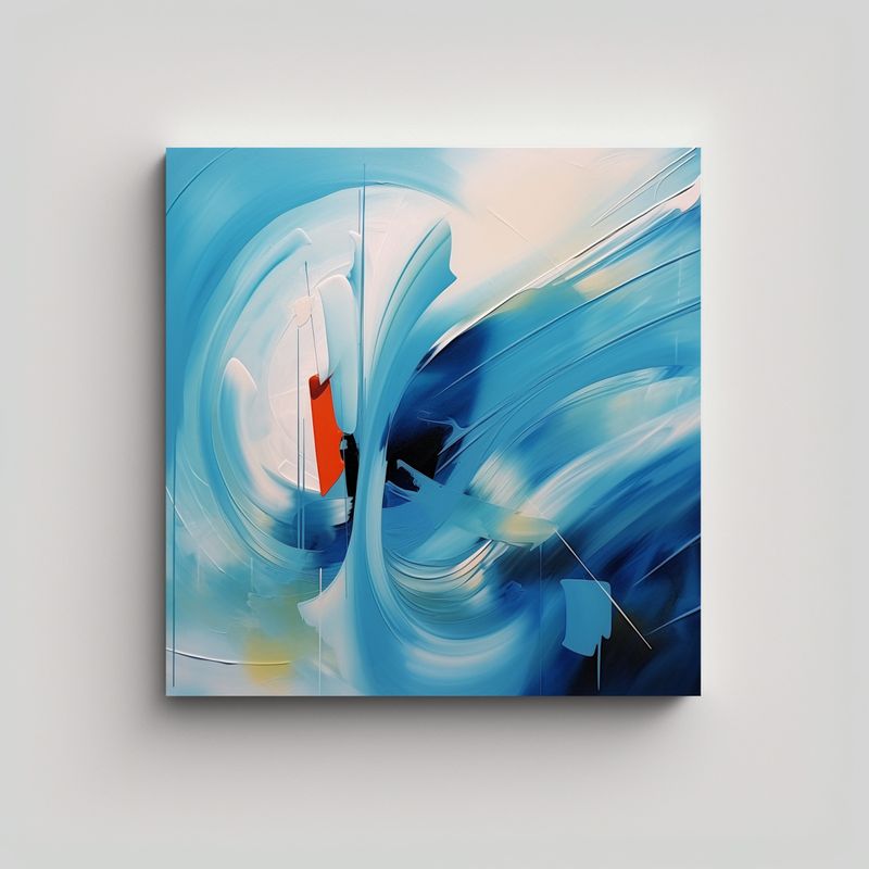 GENERICO - Cuadro Abstracto Relieve Azul Cielo 60x60 Cm
