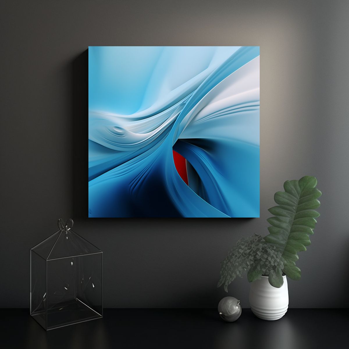 GENERICO - Cuadro Acuarela Abstracto Simetría Azul Cielo 8K 60x60 Cm