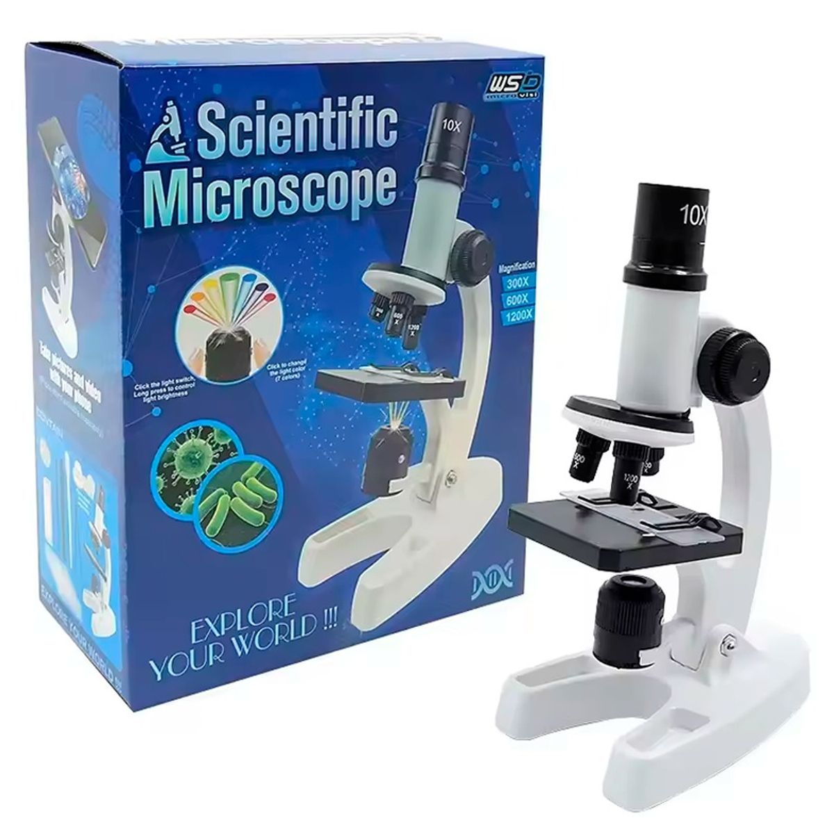GENERICO - Kit De Microscopio LED De 300X 600X 1200X Para Niños