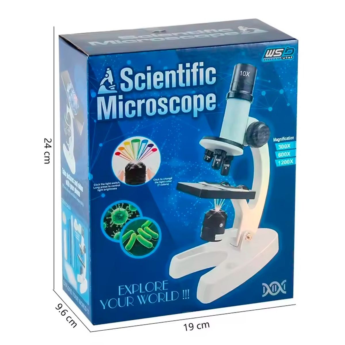 GENERICO - Kit De Microscopio LED De 300X 600X 1200X Para Niños