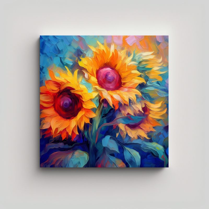 GENERICO - Cuadro Exclusivo De Girasoles En Estilo 80x80 Cm