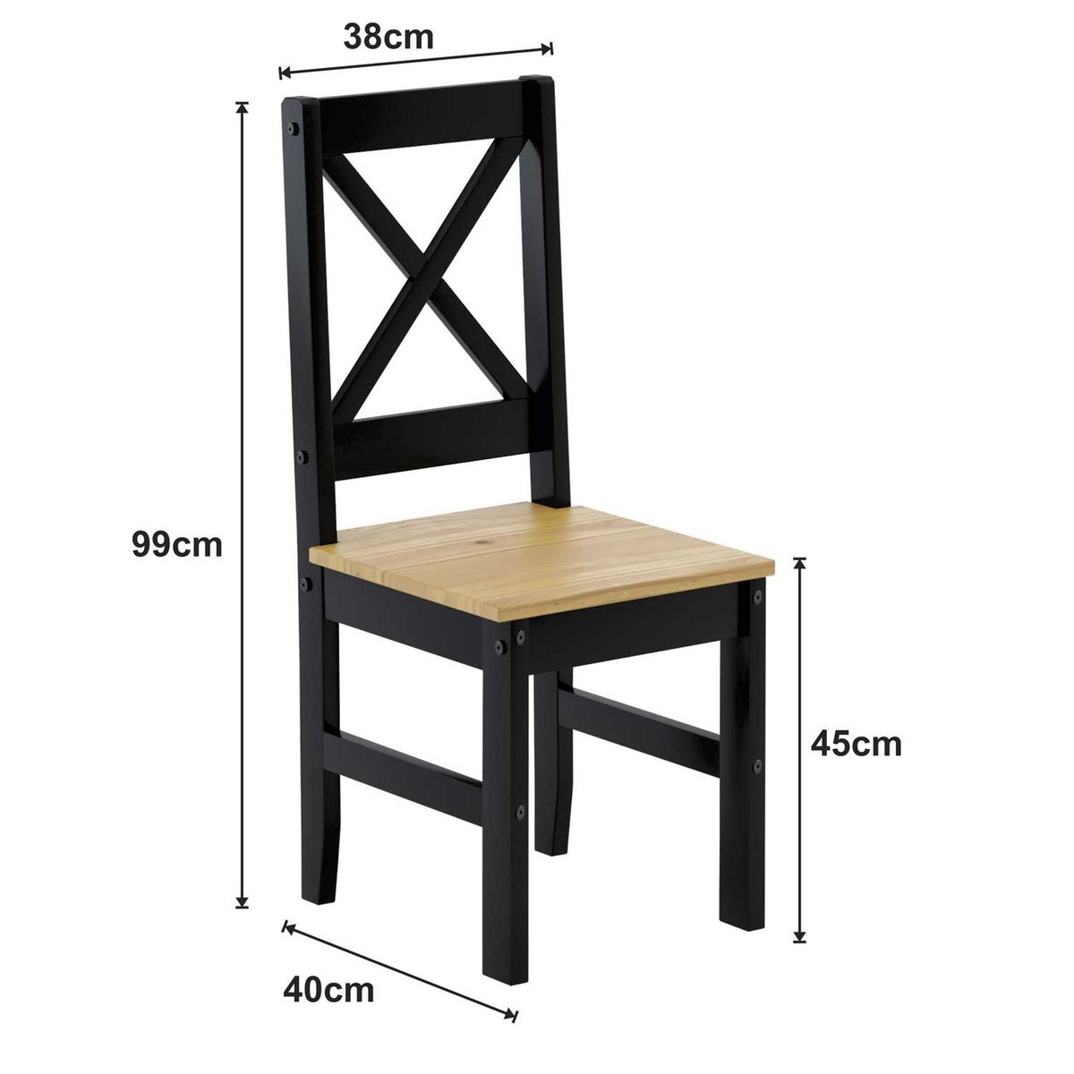 VEKKAHOME - COMEDOR MADERA LUCIA NEGRO 4 SILLAS