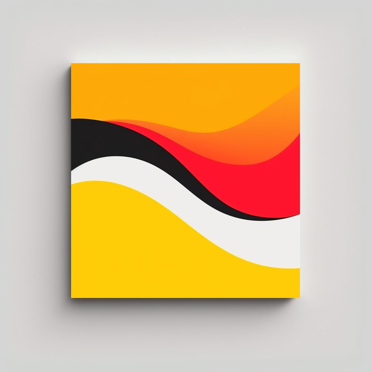 GENERICO - Cuadro Abstracto Onda Amarilla Roja Minimalista 50x50 Cm