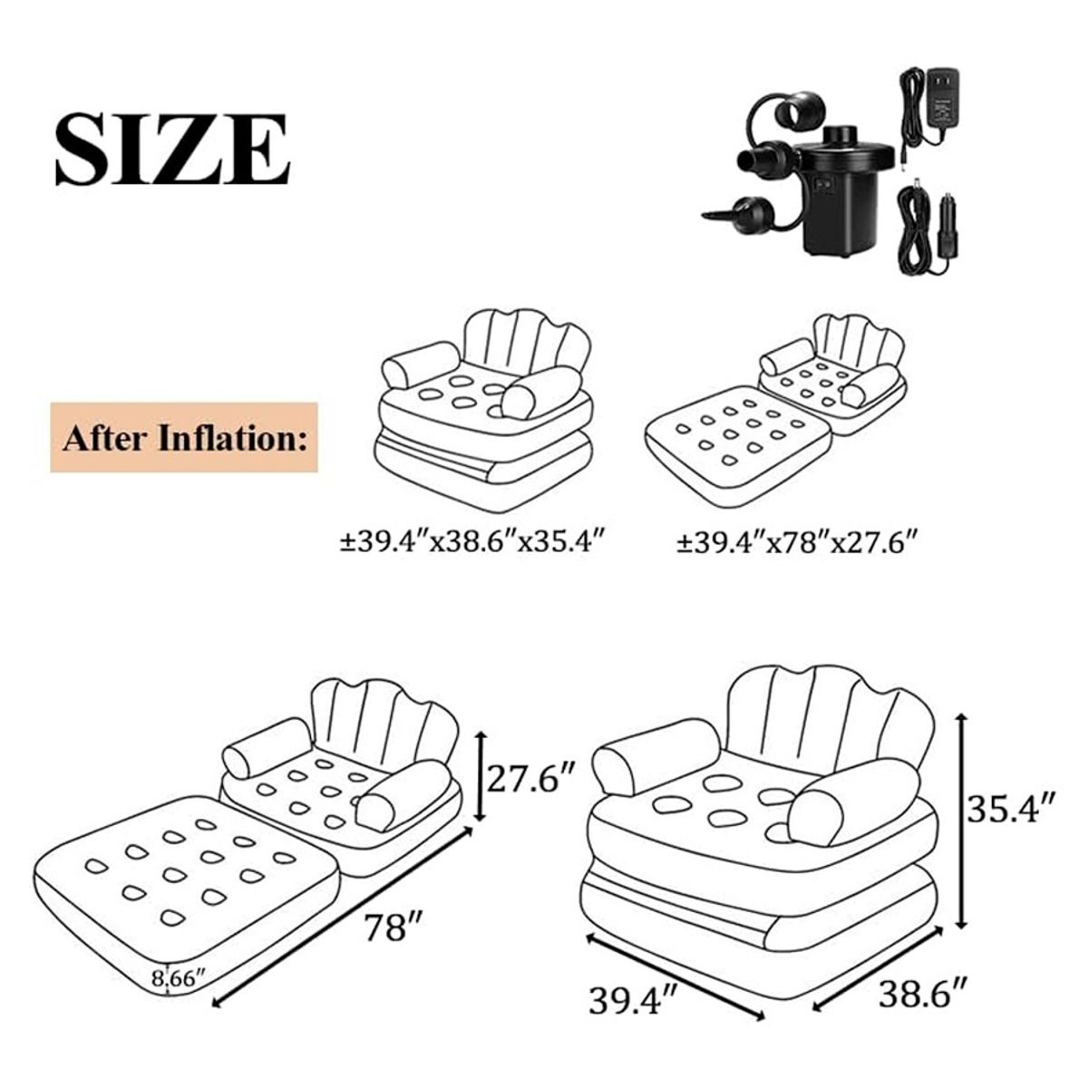 GENERICO - Sofá Cama Inflable De Doble Capa