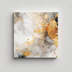 GENERICO - Cuadro Abstracto Sala En Textura Beige Y Gris Con 50x50 Cm