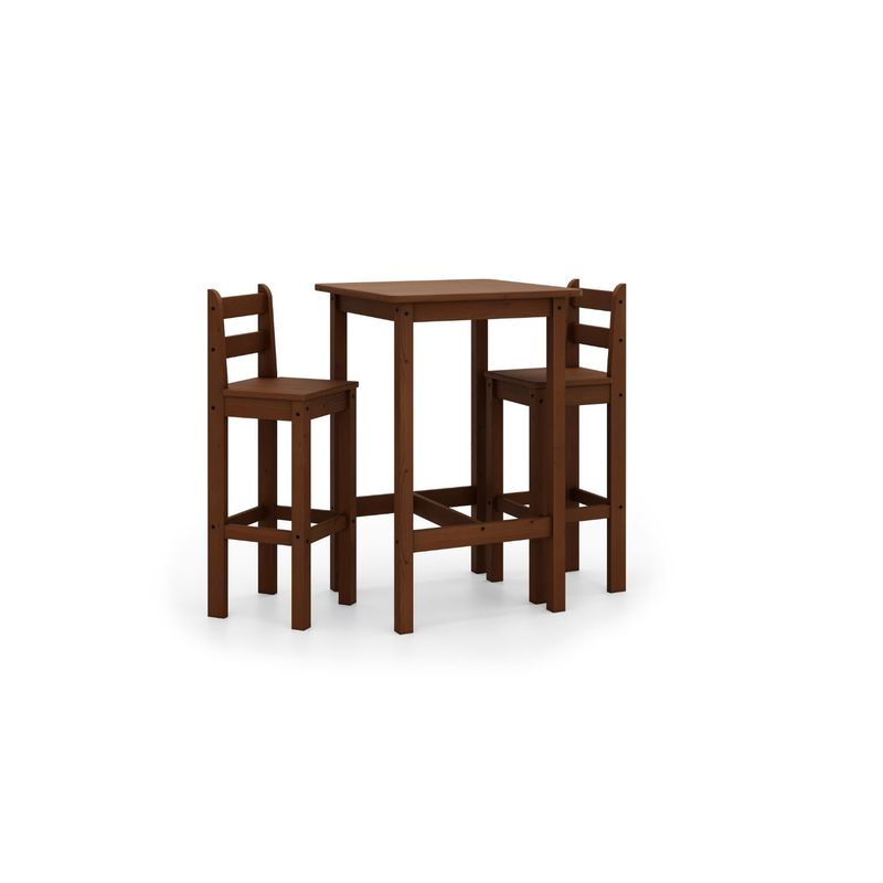 VEKKAHOME - COMEDOR DE MADERA ALTO BAR 2 SILLAS CAFE