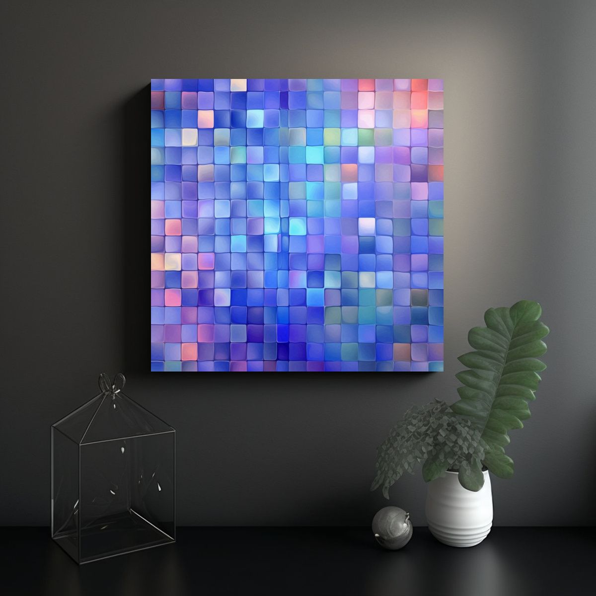 GENERICO - Cuadros Decorativos Estilo Digital Con Líneas 80x80 Cm