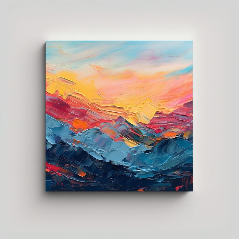 GENERICO - Cuadro Paisajístico Montañas Al Atardecer 90x90 Cm