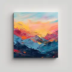 GENERICO - Cuadro Paisajístico Montañas Al Atardecer 70x70 Cm