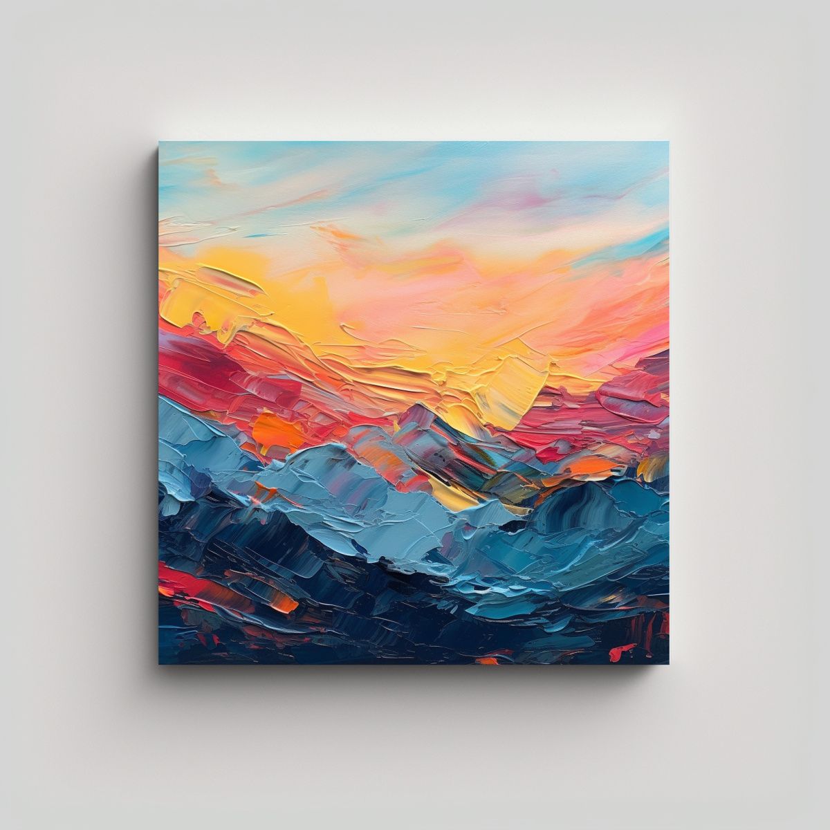 GENERICO - Cuadro Paisajístico Montañas Al Atardecer 60x60 Cm