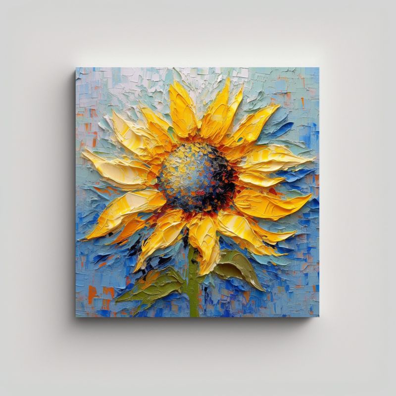 GENERICO - Pintura Acuarela Girasol Colorido Con Centro 50x50 Cm
