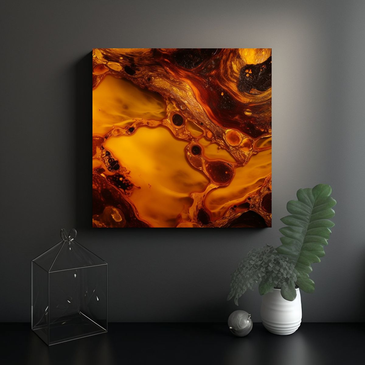 GENERICO - Pintura De Pared Abstracta En Amarillo Y Naranja 70x70 Cm