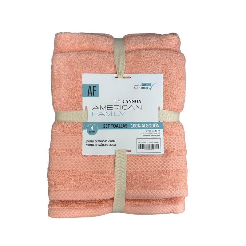 CANNON - Set De Toalla Baño + Mano 4 Piezas De 400g Af By Cannon Damasco