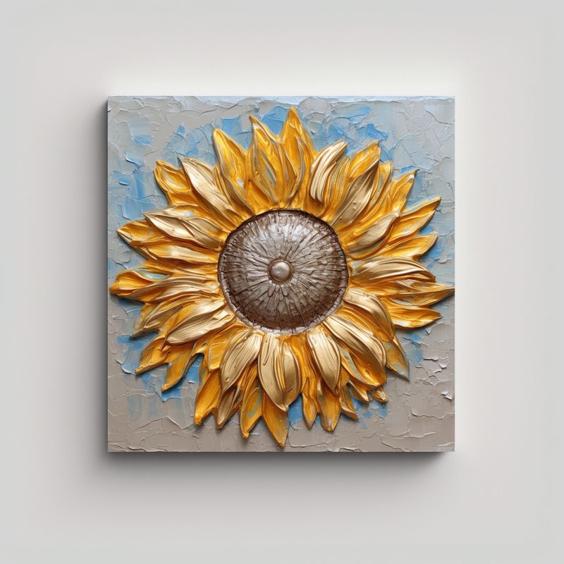GENERICO - Cuadro De Inspiración Floral Girasol Colorido 90x90 Cm