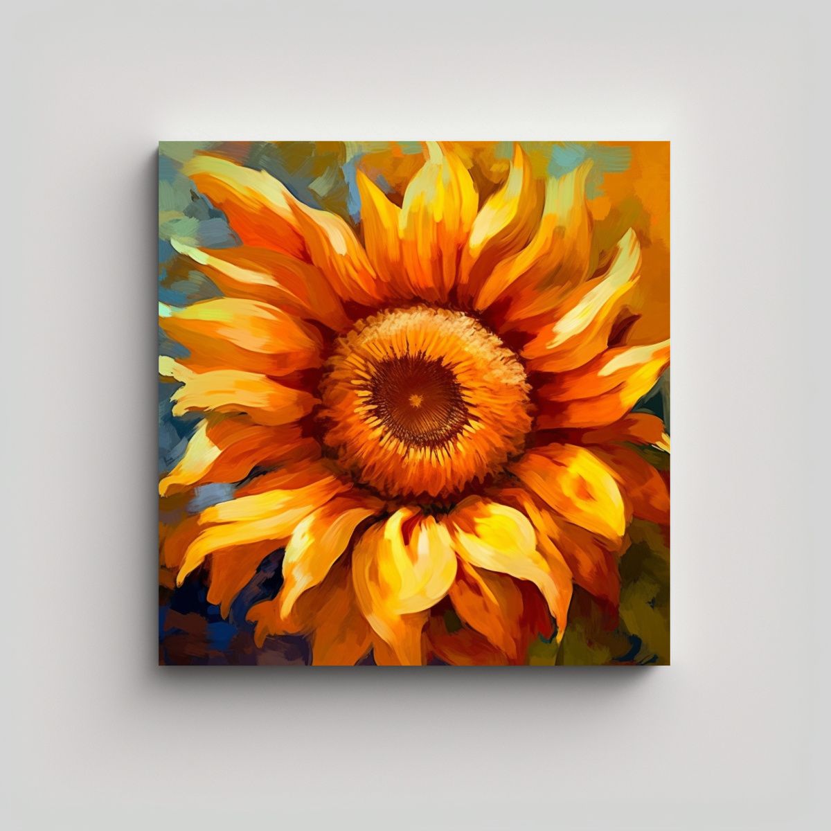 GENERICO - Pintura Digital De Girasol En Estilo Impresionista 50x50 Cm