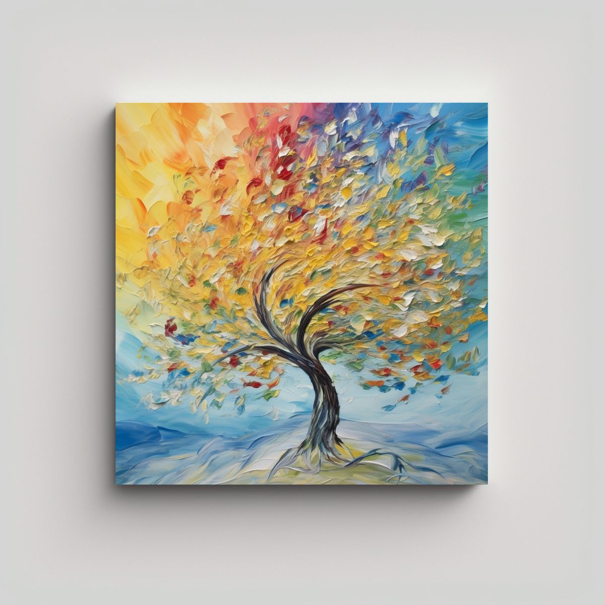 GENERICO - Cuadro Abstracto De árbol Hermoso En Tela 80x80 Cm