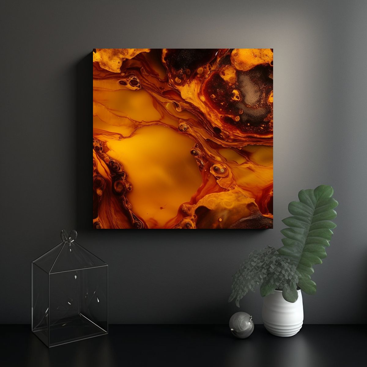 GENERICO - Pintura Decorativa Intensa En Amarillo Y Naranja 80x80 Cm