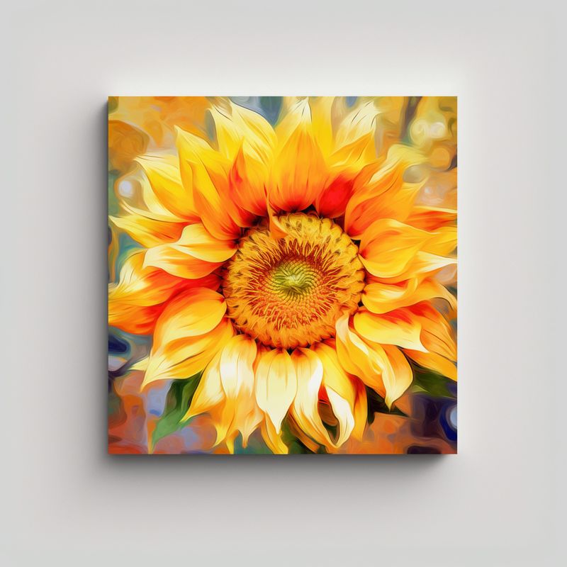 GENERICO - Cuadro De Girasol Impresionista Arte Digital En 80x80 Cm
